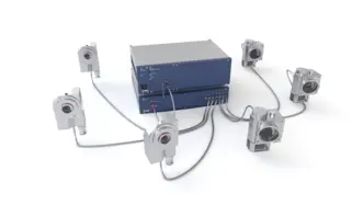 Polytec PAS spectrometer with multiplexer unit connected to six NIR sensor heads