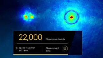 Wave field measurement map recorded with 22,000 measurement points at 1.7 mm spatial resolution.
