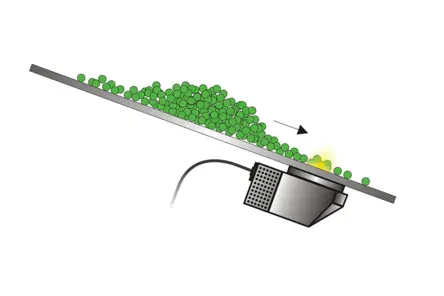 Contact sensor head, bulk goods