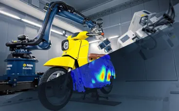Vibrationsmessung als Dienstleistung: Hier eine Auslenkungsformanalyse an einem E-Scooter