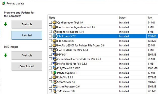 Polytec Update informs about and supplies updates automatically Polytec Update informs about and supplies updates automatically