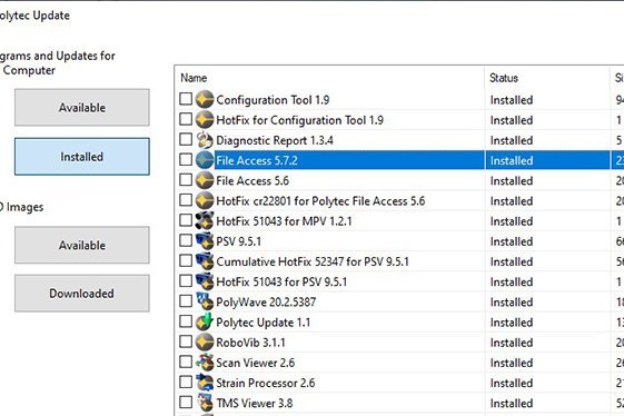 Polytec Update hält Ihre Software automatisch auf dem neuesten Stand, in kritischer Umgebung auch im sicheren Offline-Modus Polytec Update hält Ihre Software automatisch auf dem neuesten Stand, in kritischer Umgebung auch im sicheren Offline-Modus