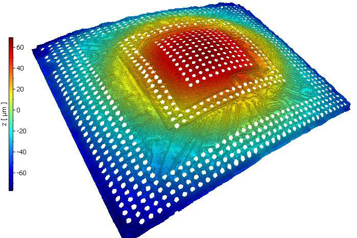 Ball grid array warpage measurement with substracted BGA pins