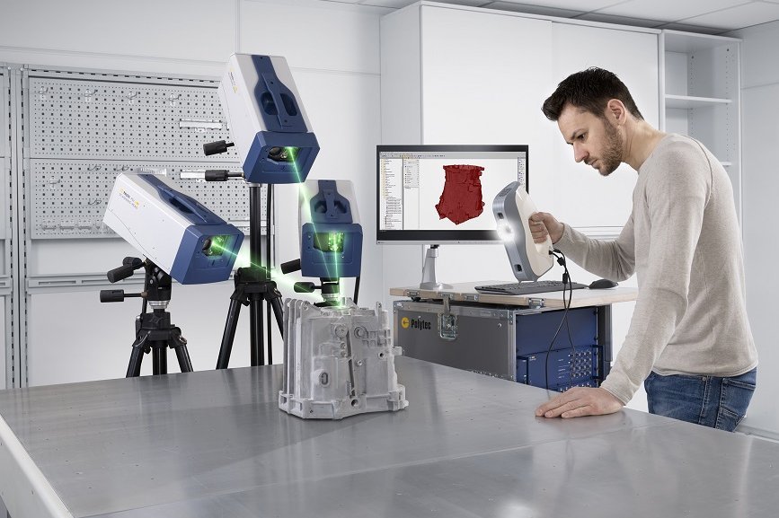 PSV-QTec 3D Scanning Vibrometer with handheld geometry scanner for practical import of sample geometry data PSV-QTec 3D Scanning Vibrometer with handheld geometry scanner for practical import of sample geometry data