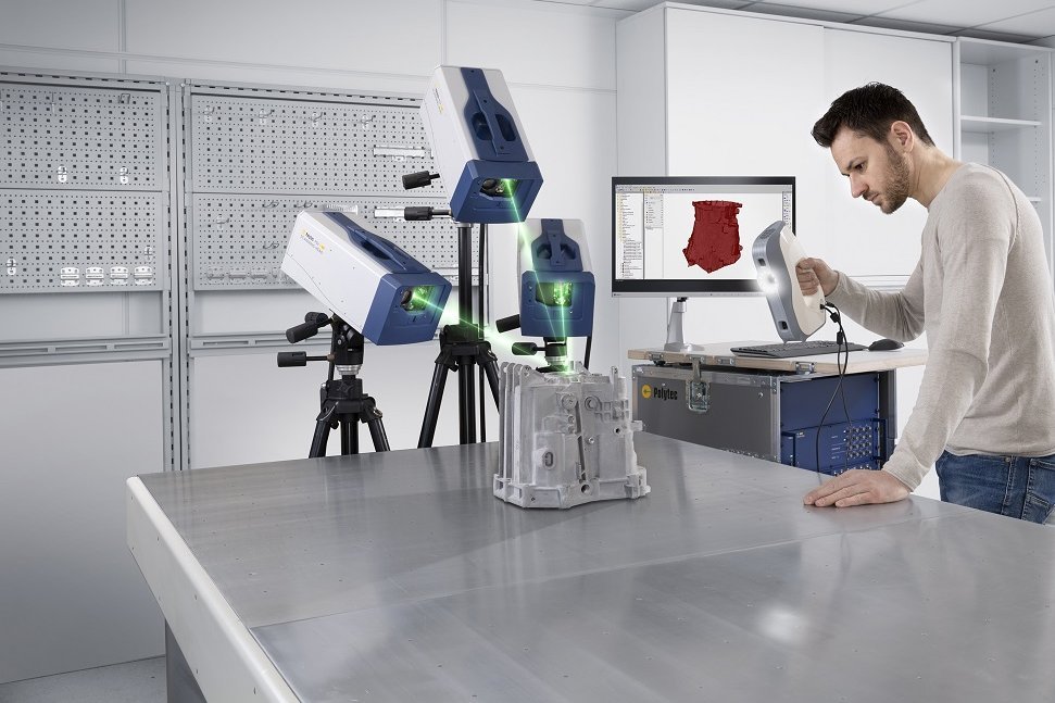 PSV-QTec 3D Scanning Vibrometer with handheld geometry scanner for practical import of sample geometry data PSV-QTec 3D Scanning Vibrometer with handheld geometry scanner for practical import of sample geometry data