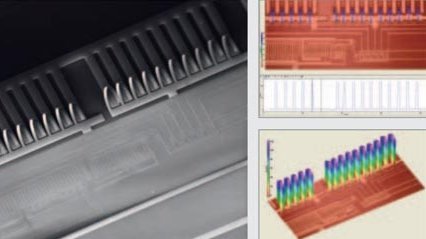 MEMS Prototypentest mit mikroskop-basierten Laservibrometern an einem CMOS/ MEMS co-integriertem Strömungssensor (C) Universität Louvain, Belgien MEMS Prototypentest mit mikroskop-basierten Laservibrometern an einem CMOS/ MEMS co-integriertem Strömungssensor, (C) Universität Louvain, Belgien