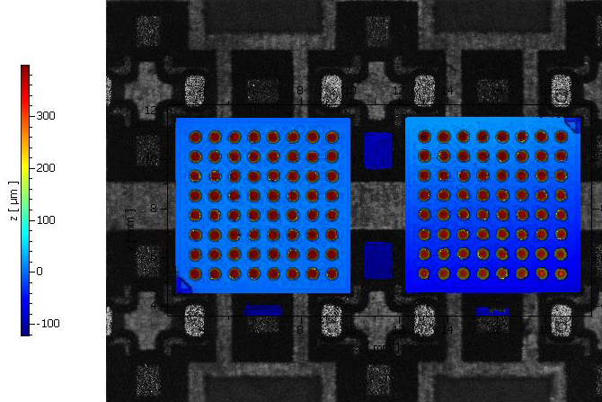 Ball grid array (BGA) bump areal measurement with large field of view