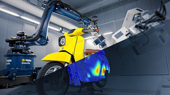 Vibration measurement as a service: here, a deflection shape analysis on an e-scooter Using the laser Doppler effect in practice
