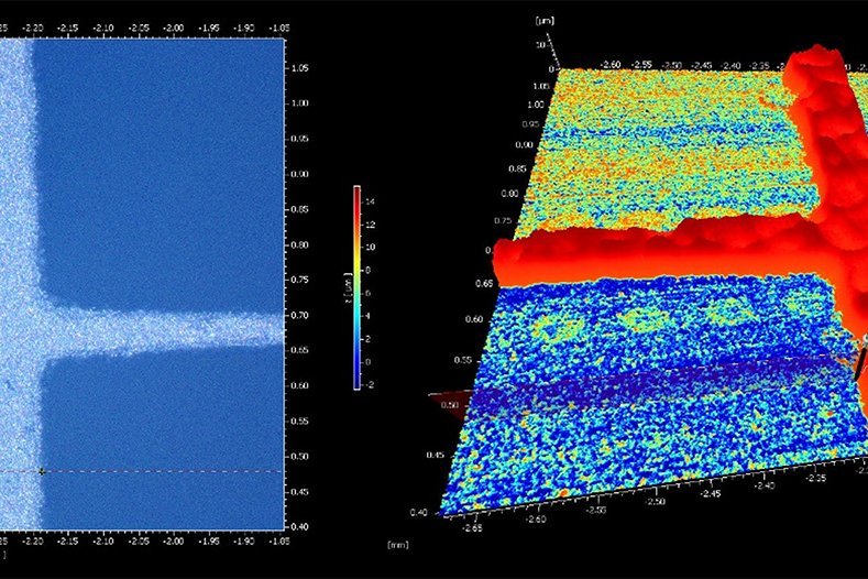 Solar Cell in color mode and normal mode, base texture 212 nm, top texture 1.75 µm; example of a difficult but possible low reflective surface Solar Cell in color mode and normal mode, base texture 212 nm, top texture 1.75 µm; example of a difficult but possible low reflective surface