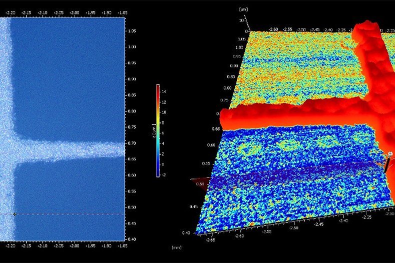 Solar Cell in color mode and normal mode, base texture 212 nm, top texture 1.75 µm; example of a difficult but possible low reflective surface Solar Cell in color mode and normal mode, base texture 212 nm, top texture 1.75 µm; example of a difficult but possible low reflective surface