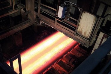 Continuous casting line with ProSpeed LSV-2100 laser sensor measuring casting speed and length Continuous casting line with ProSpeed LSV-2100 laser sensor measuring casting speed and length