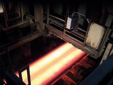 Continuous casting line with ProSpeed LSV-2100 laser sensor measuring casting speed and length Continuous casting line with ProSpeed LSV-2100 laser sensor measuring casting speed and length