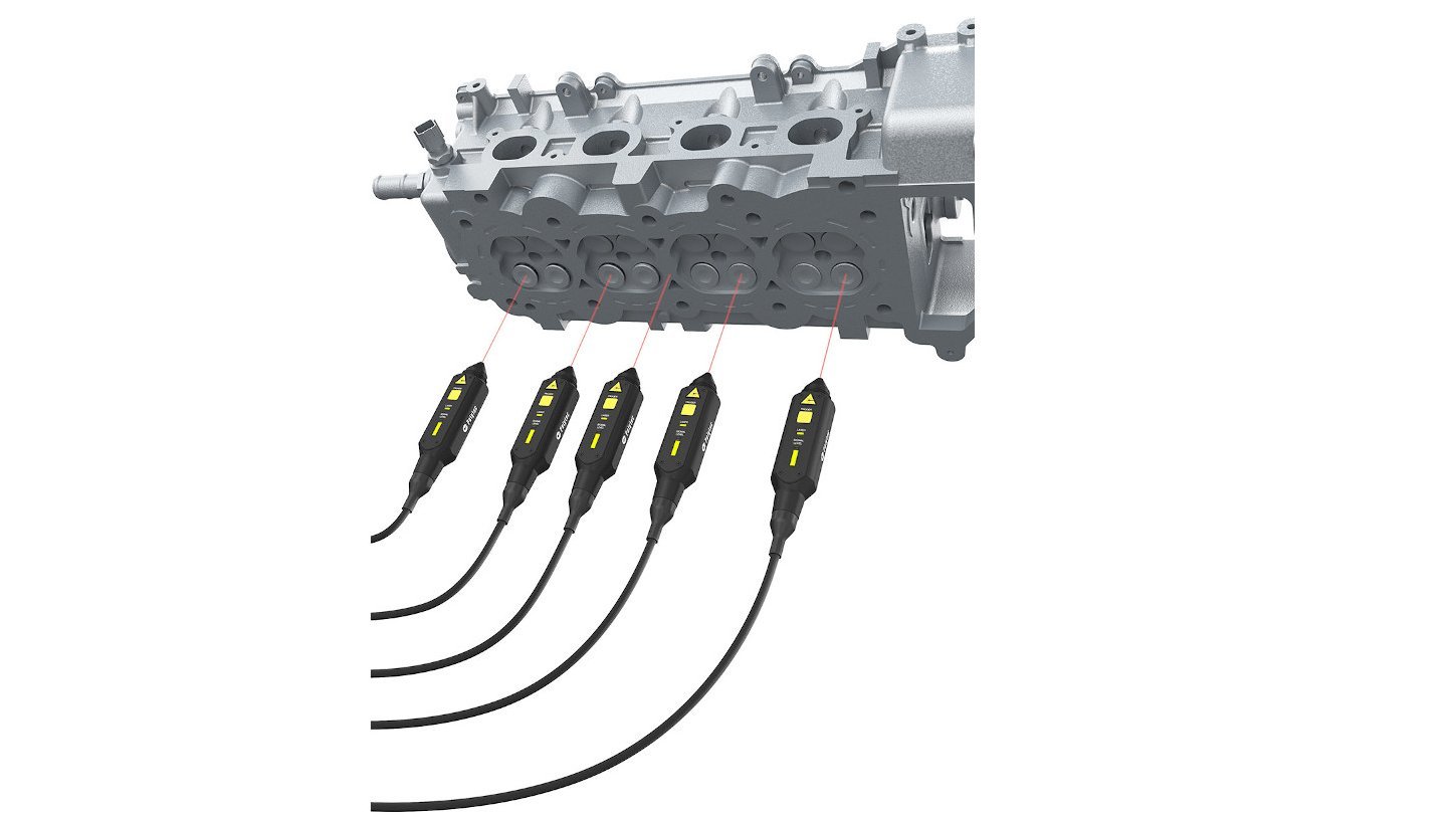 Compact laser sensor heads with variable stand-off distance for confined spaces in test setups  Compact laser sensor heads with variable stand-off distance for confined spaces in test setups