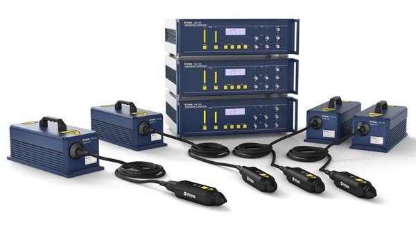 Cascaded and synchronized multi-channel optical test system detecting vibrational velocities of up to 40m/s Cascaded and synchronized multi-channel optical test system detecting vibrational velocities of up to 40m/s