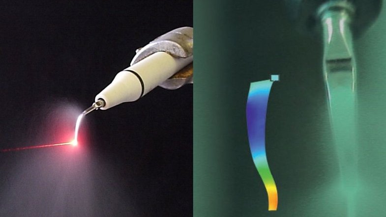 Laser measurement spot and operating deflection shape of a dental scaler Laser measurement spot and operating deflection shape of a dental scaler
