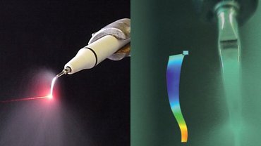 Laser measurement spot and operating deflection shape of a dental scaler Laser measurement spot and operating deflection shape of a dental scaler