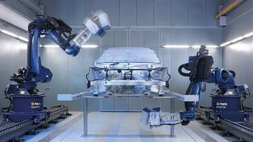 RoboVib® Structural Test Station comprising an industrial robot with a PSV Scanning Vibrometer RoboVib® Structural Test Station comprising an industrial robot with a PSV Scanning Vibrometer