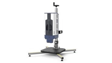 VibroScan QTec Neo equipped with Close-Up unit and Micro Scan lens on PSV-A-T19 vertical test stand