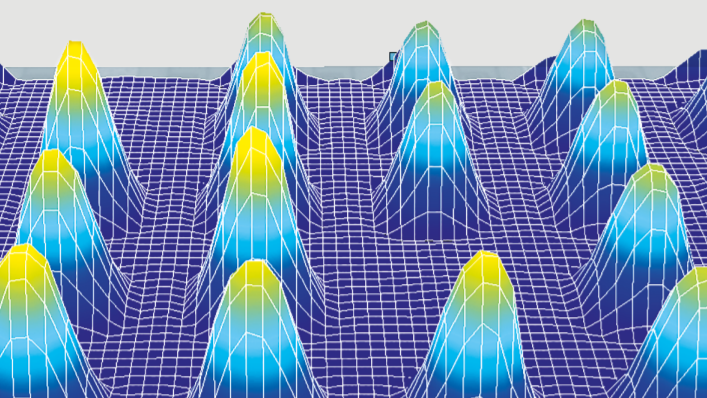 Laser Doppler vibrometer measurements of several leaking CMUT cells visualizing dynamic displacement