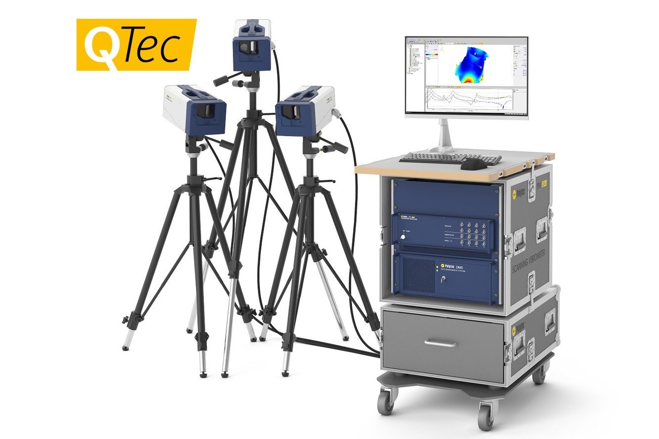 PSV QTec 3D Scanning Vibrometer as rack-type with practical integrated workspace PSV QTec 3D Scanning Vibrometer as rack-type with practical integrated workspace