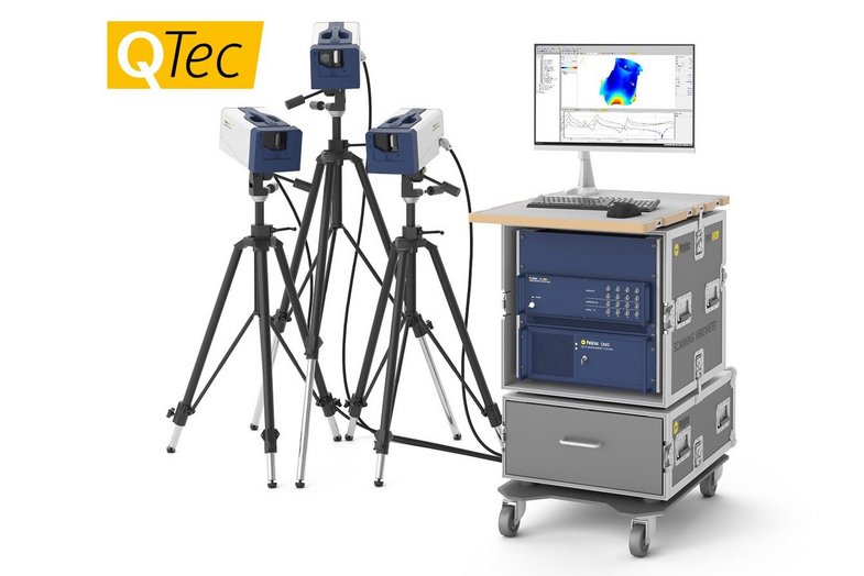 PSV QTec 3D Scanning Vibrometer as rack-type with practical integrated workspace PSV QTec 3D Scanning Vibrometer as rack-type with practical integrated workspace