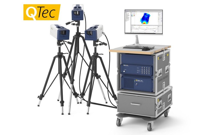 PSV QTec 3D Scanning Vibrometer as rack-type with practical integrated workspace PSV QTec 3D Scanning Vibrometer as rack-type with practical integrated workspace