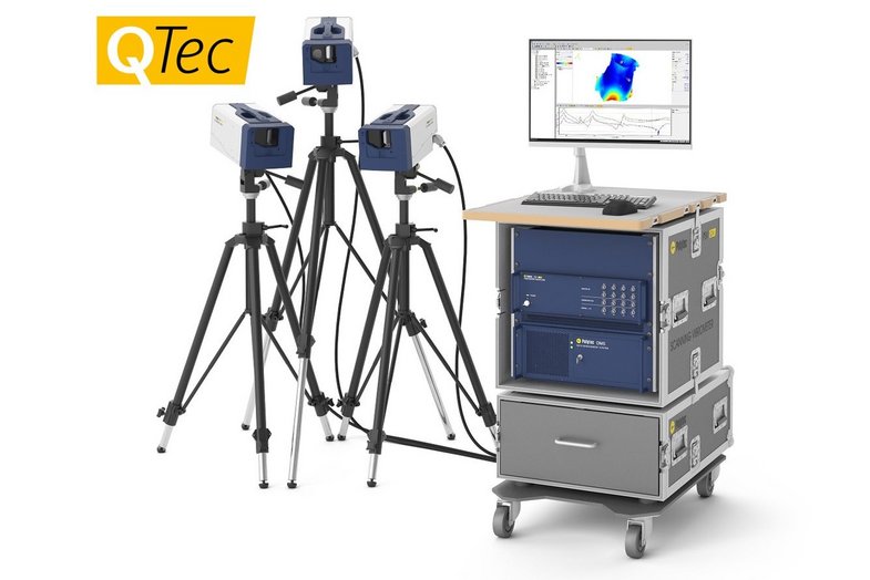 PSV QTec 3D Scanning Vibrometer as rack-type with practical integrated workspace PSV QTec 3D Scanning Vibrometer as rack-type with practical integrated workspace