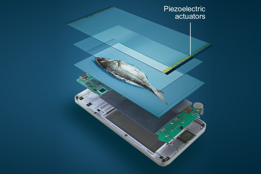 Ultraschall Haptik: Aufbau eines piezoelektischen Aktors, ©Hap2U Ultraschall Haptik: Aufbau eines piezoelektischen Aktors, ©Hap2U