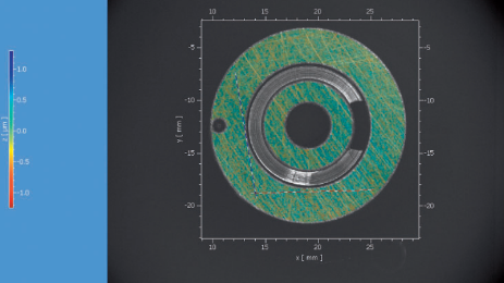 Surface topography line profiles along two sections of a piezo injector Surface topography line profiles along two sections of a piezo injector