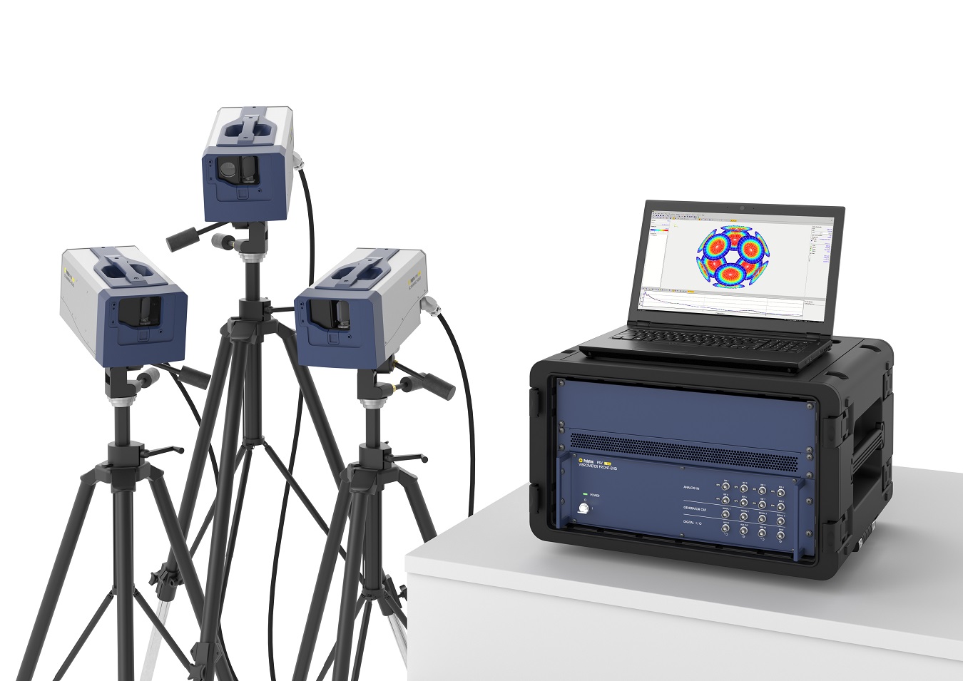 PSV QTec 3D Scanning Vibrometer with laptop and compact rack PSV QTec 3D Scanning Vibrometer with laptop and compact rack