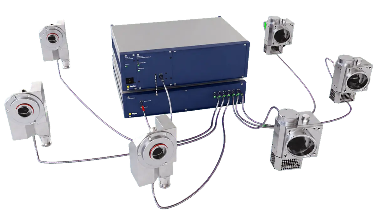 Polytec PAS industrial NIR spectrometer with fiber-optic probe for real-time process analytics in food and agriculture industries.
